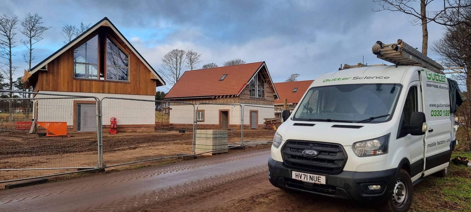 Gutter Science van on a new build development